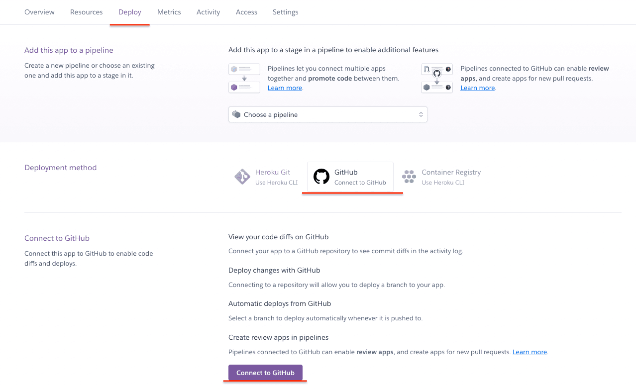 Connect Heroku to GitHub