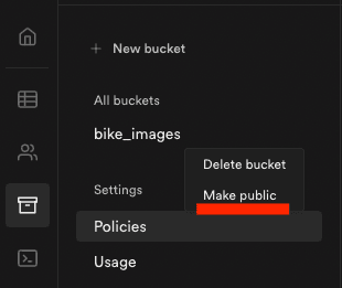 Make Supabase bucket public