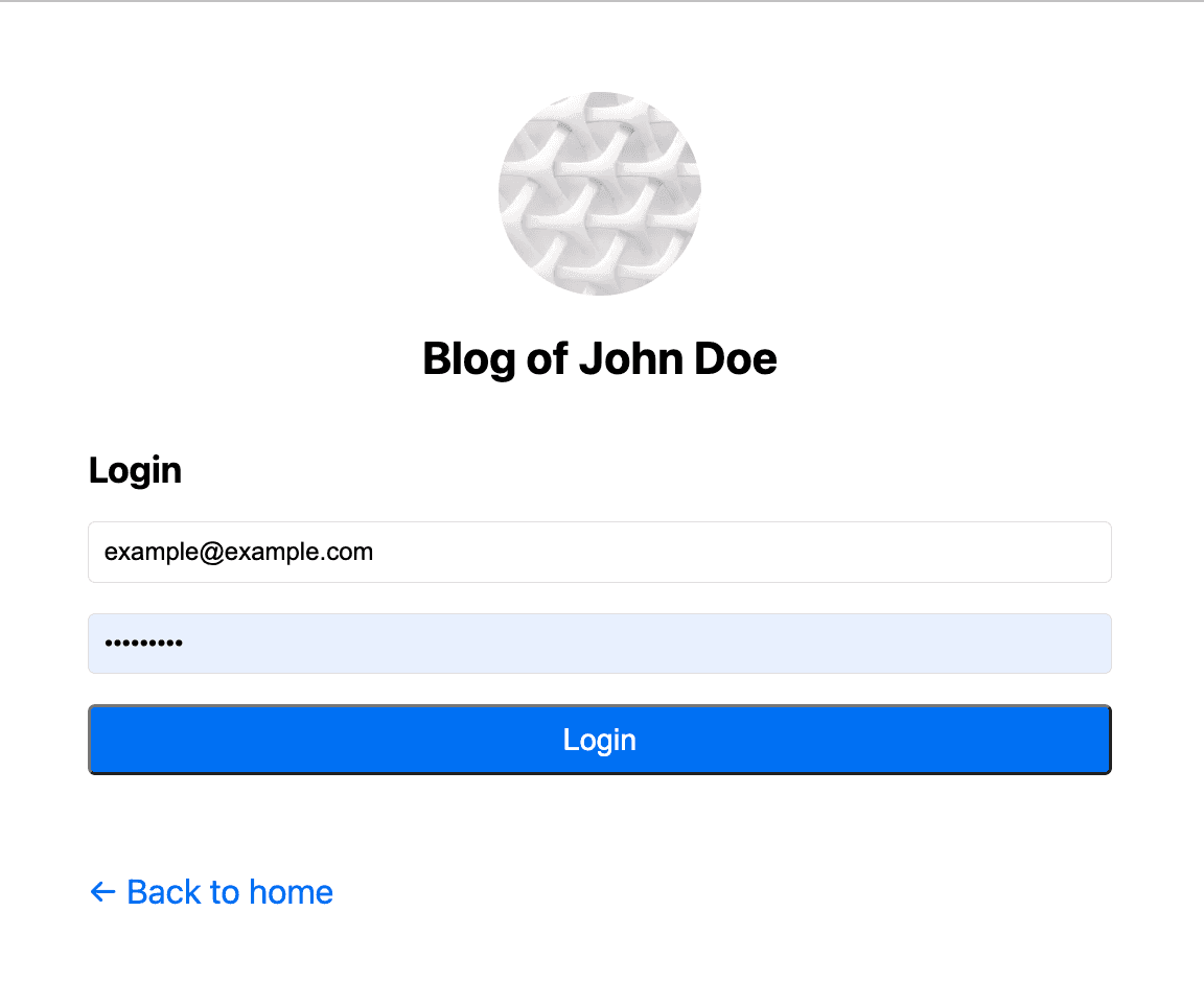 Login page preview