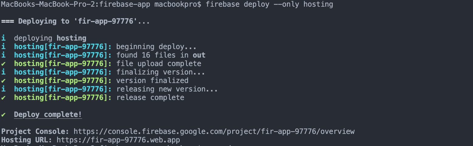 Firebase deploy logs