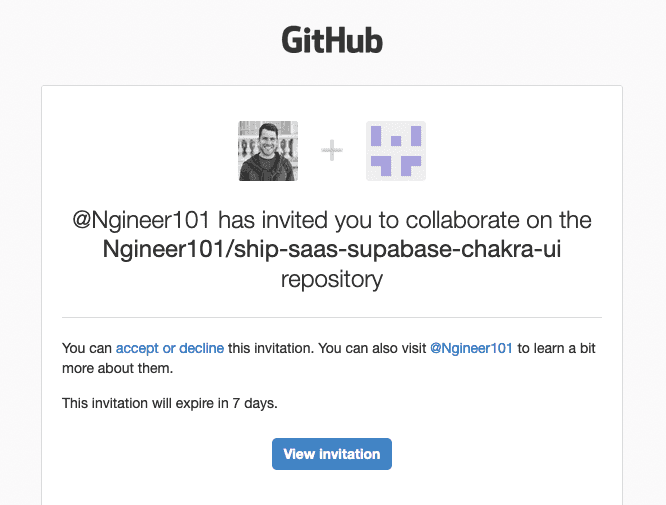 Ship SaaS GitHub invitation