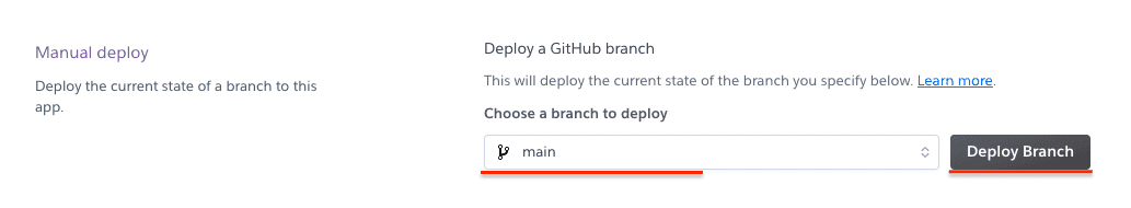 Deploy branch manually