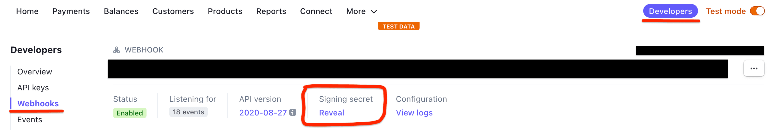 Stripe webhook signing secret