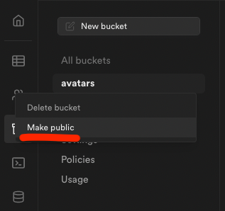Make bucket public on Supabase