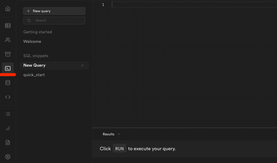 Supabase SQL page